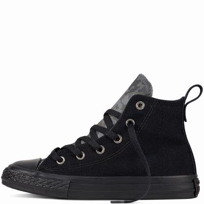 Converse Chuck Taylor All Star Utility Camo High Tops Kids - Black/Black Shoes (960HJGOL)
